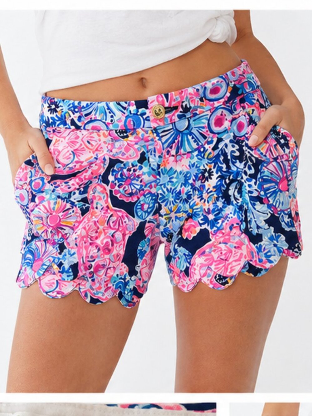 NWT Lilly Pulitzer Buttercup Shorts 0 Turtle Amazement Navy Pink Scalloped